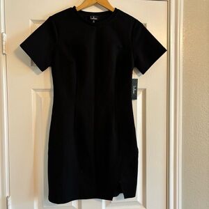 Lulu's Black Short Sleeve Sheath Dress